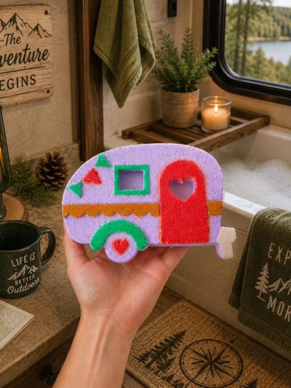 Handmade Camper Bath BombXL Butterfly Garden Scent RV Camping Spa Gift Self Care